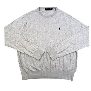 Polo Ralph Lauren Cashmere Blend Sweater Mens 2XL Gray Crew Neck Preppy Designer